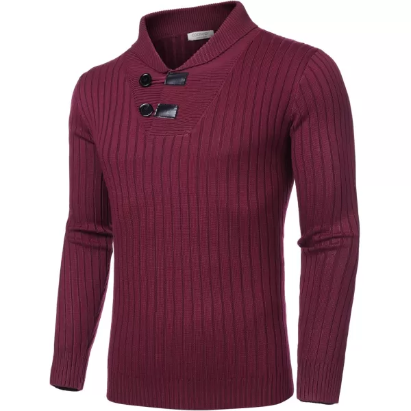 COOFANDY Men's Shawl Collar Sweaters Casual Slim Fit Button Knitted Pullover Sweater
