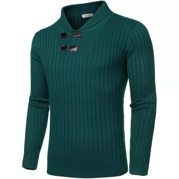 COOFANDY Men's Shawl Collar Sweaters Casual Slim Fit Button Knitted Pullover Sweater
