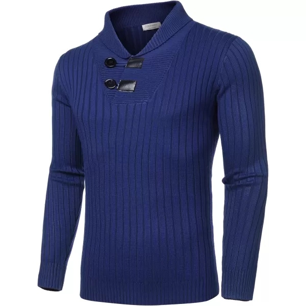 COOFANDY Men's Shawl Collar Sweaters Casual Slim Fit Button Knitted Pullover Sweater