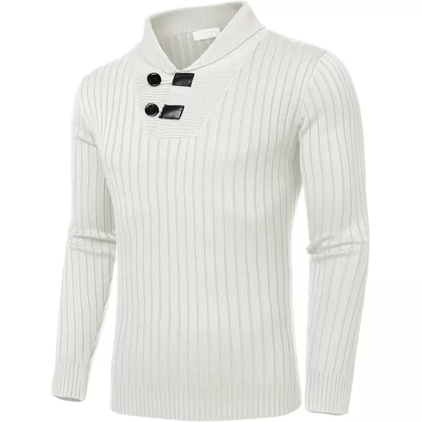 COOFANDY Men's Shawl Collar Sweaters Casual Slim Fit Button Knitted Pullover Sweater