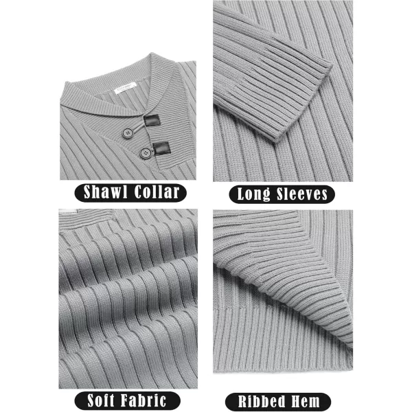COOFANDY Men's Shawl Collar Sweaters Casual Slim Fit Button Knitted Pullover Sweater