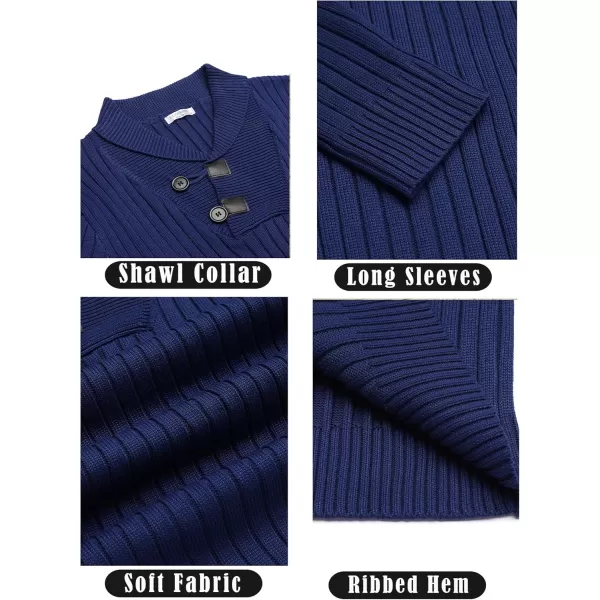 COOFANDY Men's Shawl Collar Sweaters Casual Slim Fit Button Knitted Pullover Sweater