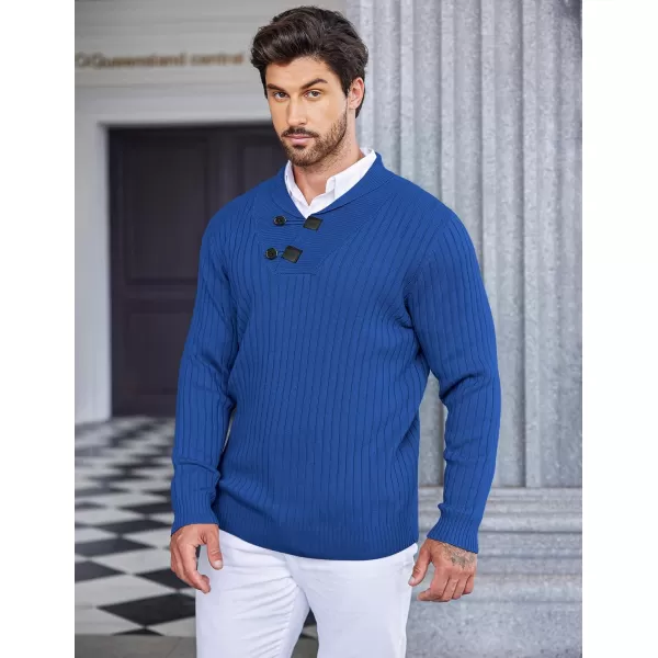 COOFANDY Men's Shawl Collar Sweaters Casual Slim Fit Button Knitted Pullover Sweater