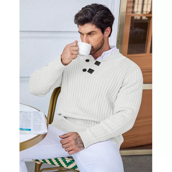 COOFANDY Men's Shawl Collar Sweaters Casual Slim Fit Button Knitted Pullover Sweater