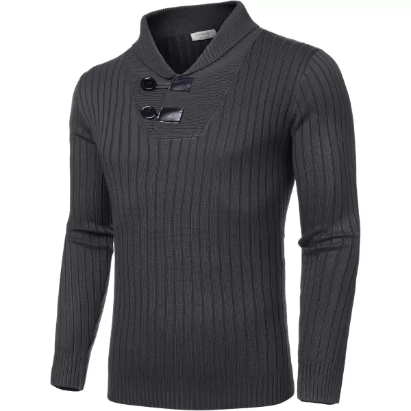 COOFANDY Men's Shawl Collar Sweaters Casual Slim Fit Button Knitted Pullover Sweater