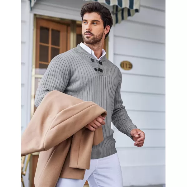COOFANDY Men's Shawl Collar Sweaters Casual Slim Fit Button Knitted Pullover Sweater