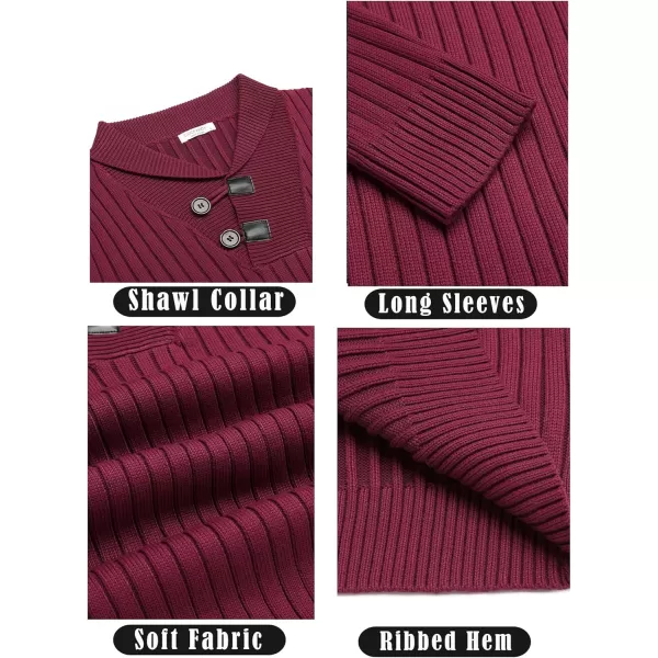 COOFANDY Men's Shawl Collar Sweaters Casual Slim Fit Button Knitted Pullover Sweater