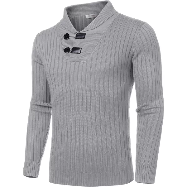 COOFANDY Men's Shawl Collar Sweaters Casual Slim Fit Button Knitted Pullover Sweater