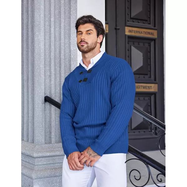 COOFANDY Men's Shawl Collar Sweaters Casual Slim Fit Button Knitted Pullover Sweater