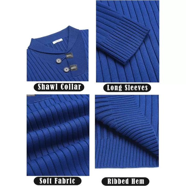 COOFANDY Men's Shawl Collar Sweaters Casual Slim Fit Button Knitted Pullover Sweater