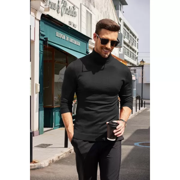 COOFANDY Men's Slim Fit Turtleneck Sweater Casual Basic Knitted Long Sleeve Pullover Sweater