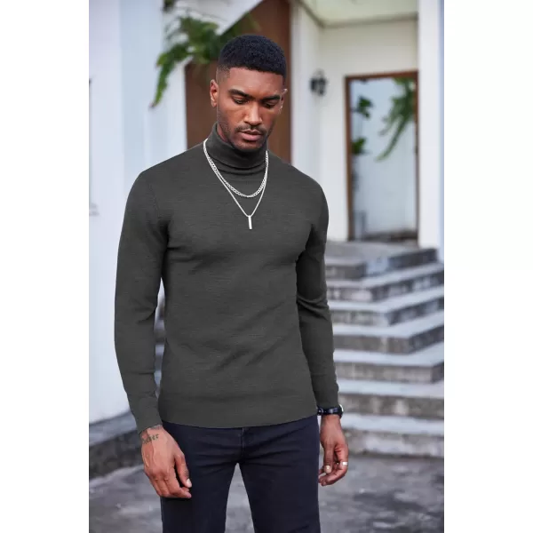 COOFANDY Men's Slim Fit Turtleneck Sweater Casual Basic Knitted Long Sleeve Pullover Sweater