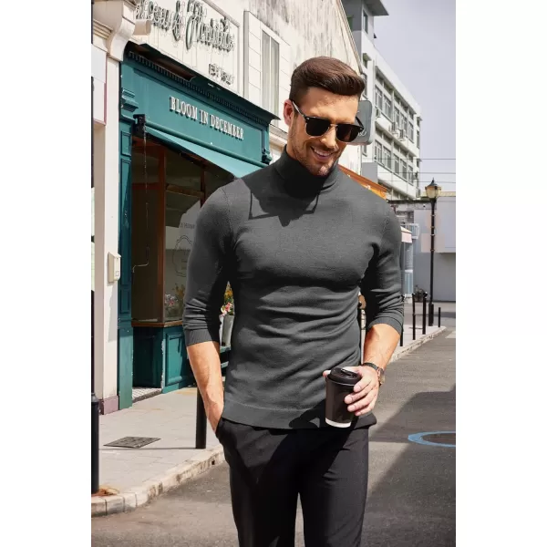 COOFANDY Men's Slim Fit Turtleneck Sweater Casual Basic Knitted Long Sleeve Pullover Sweater