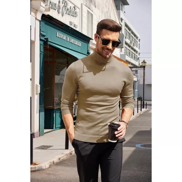 COOFANDY Men's Slim Fit Turtleneck Sweater Casual Basic Knitted Long Sleeve Pullover Sweater