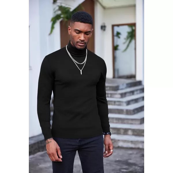 COOFANDY Men's Slim Fit Turtleneck Sweater Casual Basic Knitted Long Sleeve Pullover Sweater