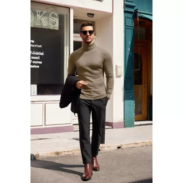 COOFANDY Men's Slim Fit Turtleneck Sweater Casual Basic Knitted Long Sleeve Pullover Sweater