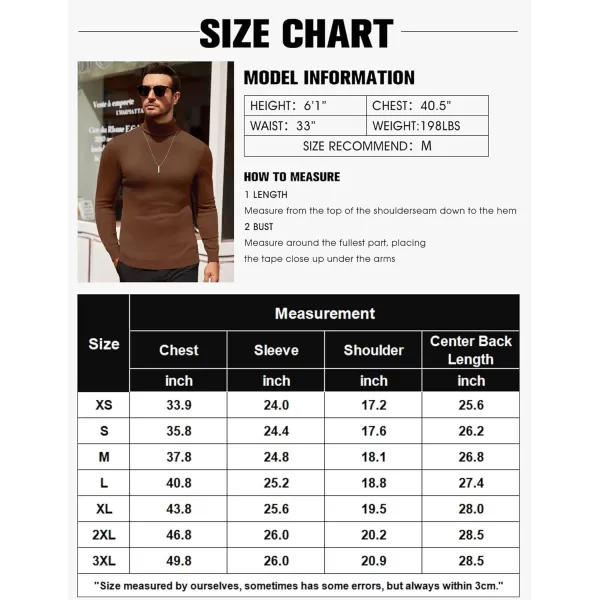 COOFANDY Men's Slim Fit Turtleneck Sweater Casual Basic Knitted Long Sleeve Pullover Sweater
