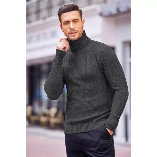 COOFANDY Men's Slim fit Turtleneck Sweater Casual Cable Knitted Pullover Sweaters