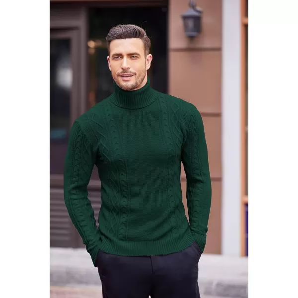 COOFANDY Men's Slim fit Turtleneck Sweater Casual Cable Knitted Pullover Sweaters