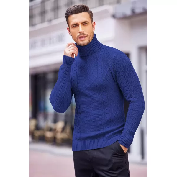 COOFANDY Men's Slim fit Turtleneck Sweater Casual Cable Knitted Pullover Sweaters
