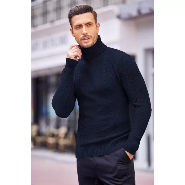 COOFANDY Men's Slim fit Turtleneck Sweater Casual Cable Knitted Pullover Sweaters