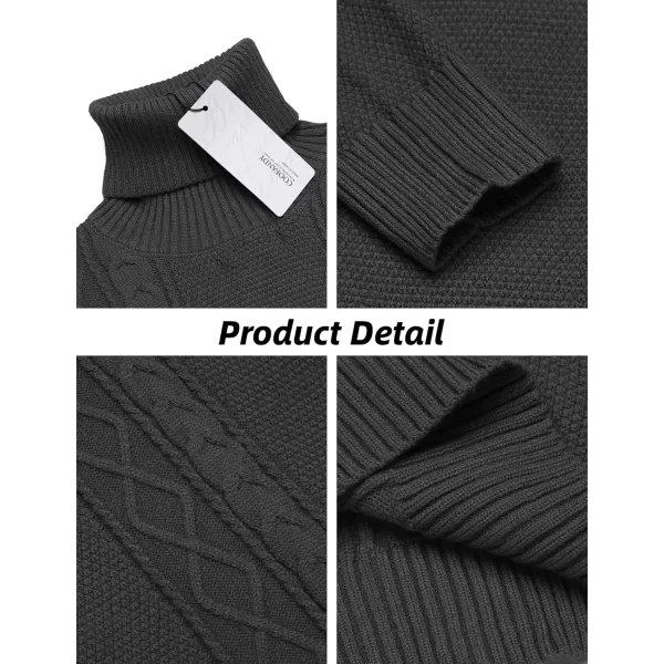 COOFANDY Men's Slim fit Turtleneck Sweater Casual Cable Knitted Pullover Sweaters