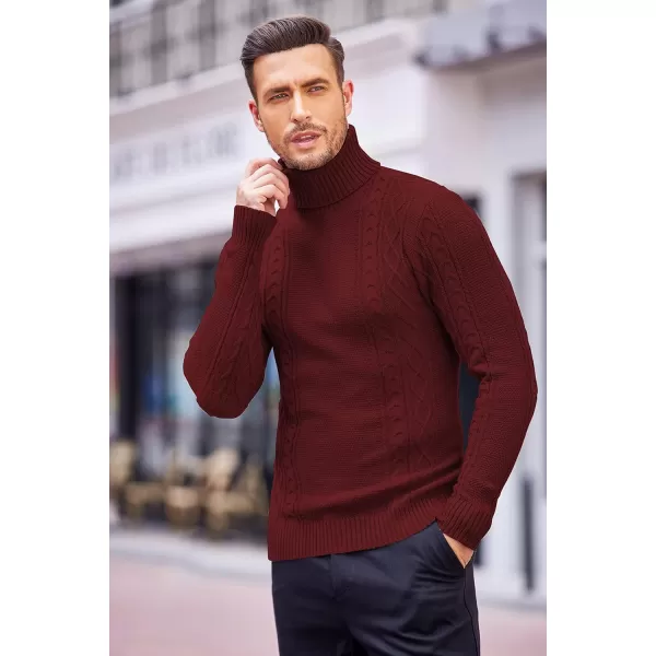COOFANDY Men's Slim fit Turtleneck Sweater Casual Cable Knitted Pullover Sweaters