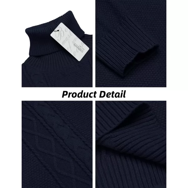 COOFANDY Men's Slim fit Turtleneck Sweater Casual Cable Knitted Pullover Sweaters
