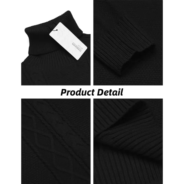 COOFANDY Men's Slim fit Turtleneck Sweater Casual Cable Knitted Pullover Sweaters