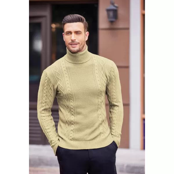 COOFANDY Men's Slim fit Turtleneck Sweater Casual Cable Knitted Pullover Sweaters