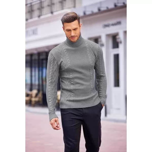 COOFANDY Men's Slim fit Turtleneck Sweater Casual Cable Knitted Pullover Sweaters