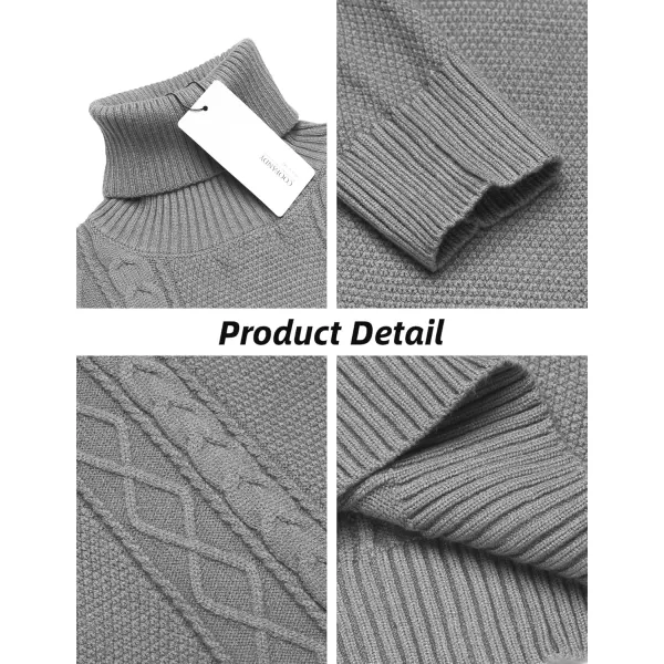 COOFANDY Men's Slim fit Turtleneck Sweater Casual Cable Knitted Pullover Sweaters