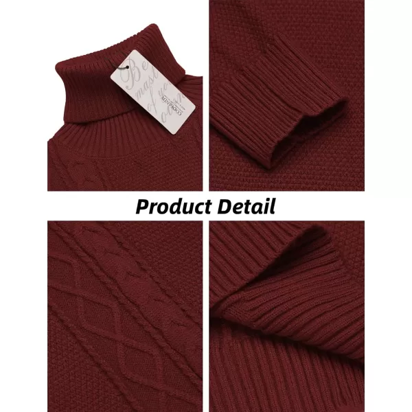 COOFANDY Men's Slim fit Turtleneck Sweater Casual Cable Knitted Pullover Sweaters
