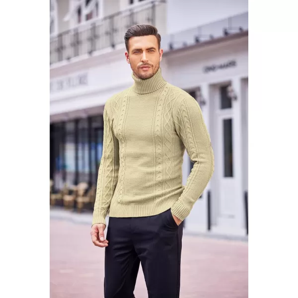 COOFANDY Men's Slim fit Turtleneck Sweater Casual Cable Knitted Pullover Sweaters
