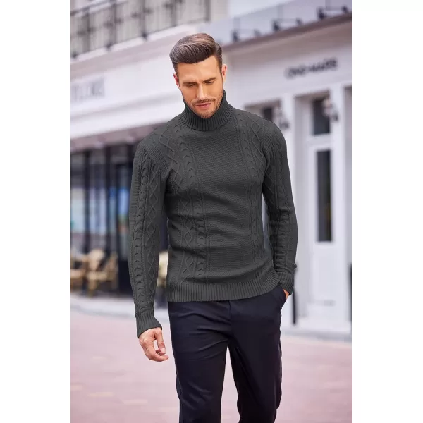 COOFANDY Men's Slim fit Turtleneck Sweater Casual Cable Knitted Pullover Sweaters