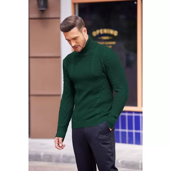 COOFANDY Men's Slim fit Turtleneck Sweater Casual Cable Knitted Pullover Sweaters