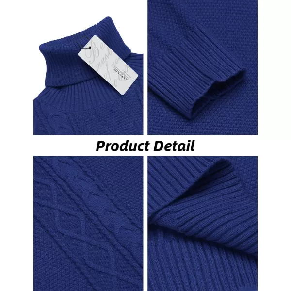 COOFANDY Men's Slim fit Turtleneck Sweater Casual Cable Knitted Pullover Sweaters