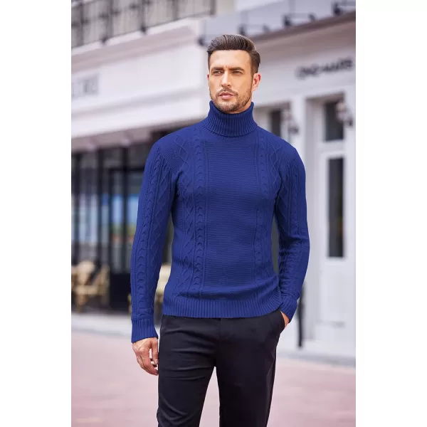 COOFANDY Men's Slim fit Turtleneck Sweater Casual Cable Knitted Pullover Sweaters