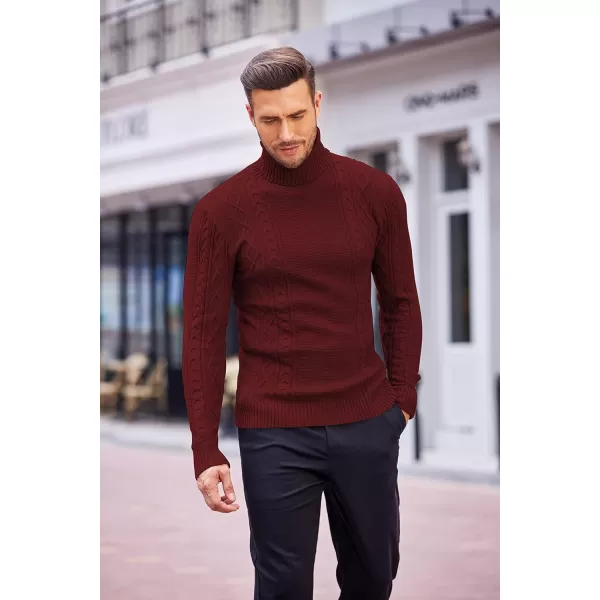 COOFANDY Men's Slim fit Turtleneck Sweater Casual Cable Knitted Pullover Sweaters