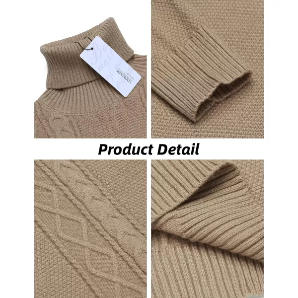 COOFANDY Men's Slim fit Turtleneck Sweater Casual Cable Knitted Pullover Sweaters