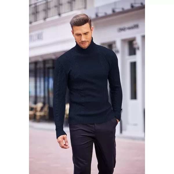 COOFANDY Men's Slim fit Turtleneck Sweater Casual Cable Knitted Pullover Sweaters