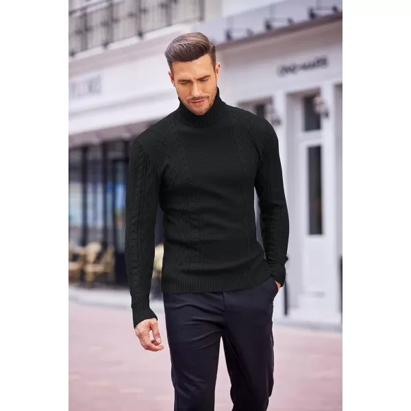 COOFANDY Men's Slim fit Turtleneck Sweater Casual Cable Knitted Pullover Sweaters