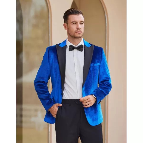 COOFANDY Mens Velvet Tuxedo One Button Blazer Peaked Lapel Suit Jacket for Wedding Prom Party Dinner