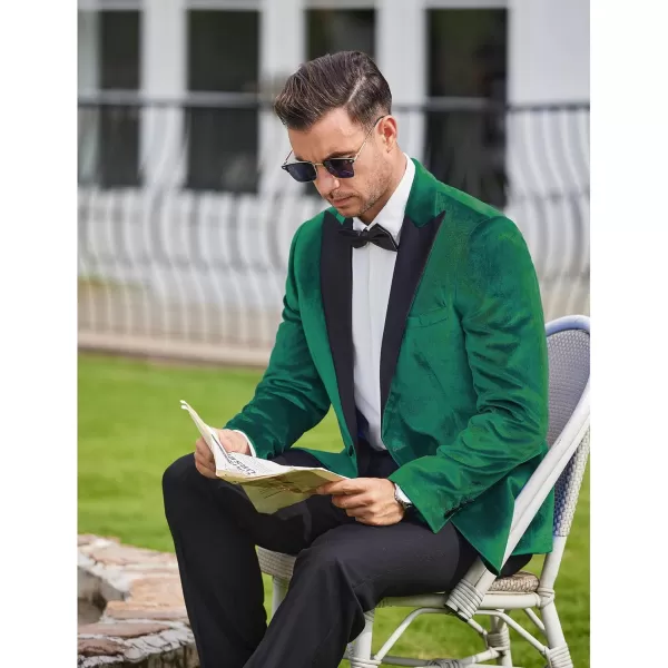 COOFANDY Mens Velvet Tuxedo One Button Blazer Peaked Lapel Suit Jacket for Wedding Prom Party Dinner