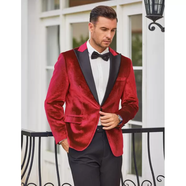 COOFANDY Mens Velvet Tuxedo One Button Blazer Peaked Lapel Suit Jacket for Wedding Prom Party Dinner