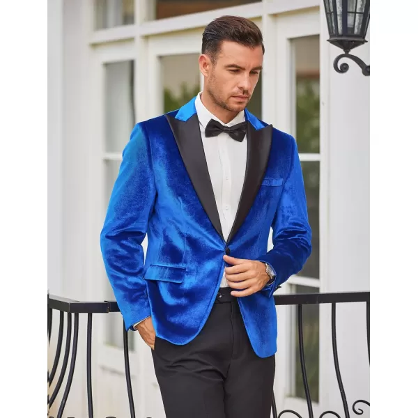 COOFANDY Mens Velvet Tuxedo One Button Blazer Peaked Lapel Suit Jacket for Wedding Prom Party Dinner