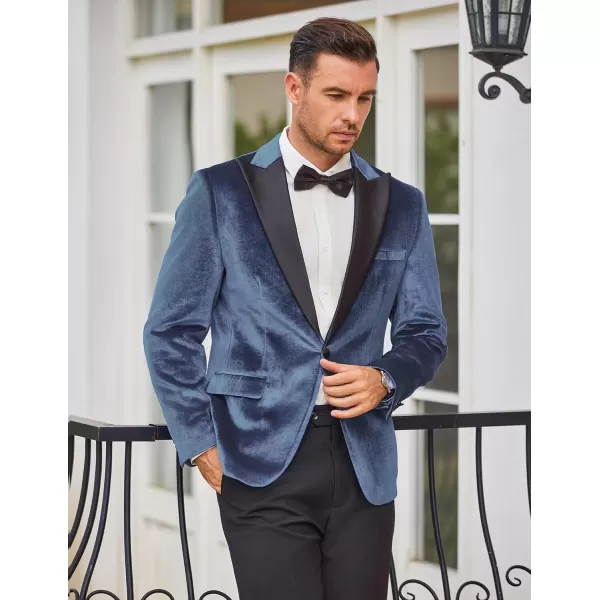 COOFANDY Mens Velvet Tuxedo One Button Blazer Peaked Lapel Suit Jacket for Wedding Prom Party Dinner