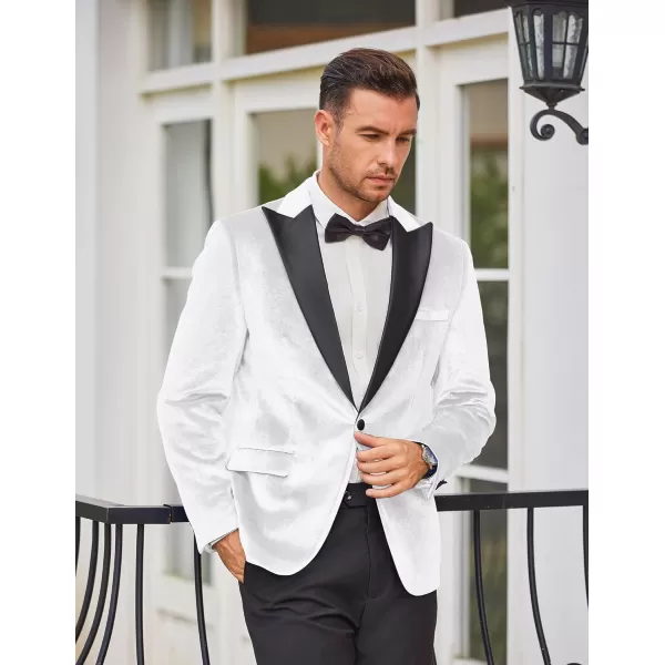 COOFANDY Mens Velvet Tuxedo One Button Blazer Peaked Lapel Suit Jacket for Wedding Prom Party Dinner