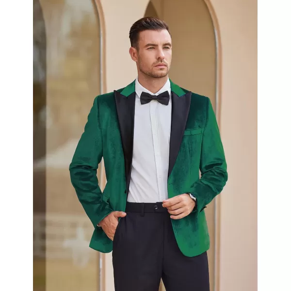 COOFANDY Mens Velvet Tuxedo One Button Blazer Peaked Lapel Suit Jacket for Wedding Prom Party Dinner