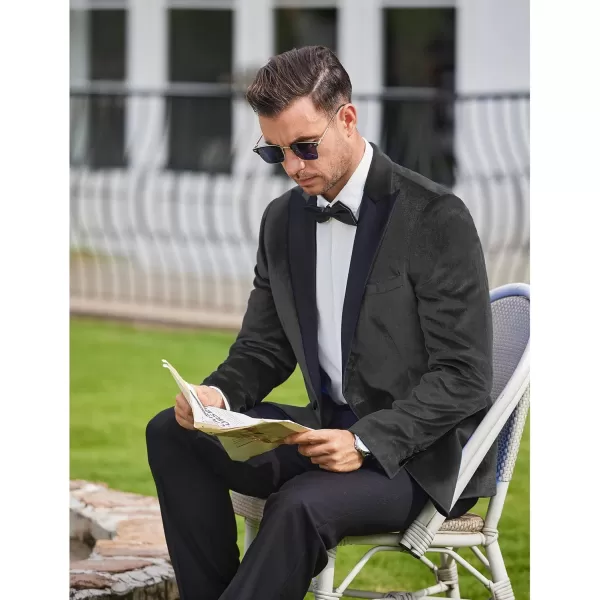 COOFANDY Mens Velvet Tuxedo One Button Blazer Peaked Lapel Suit Jacket for Wedding Prom Party Dinner
